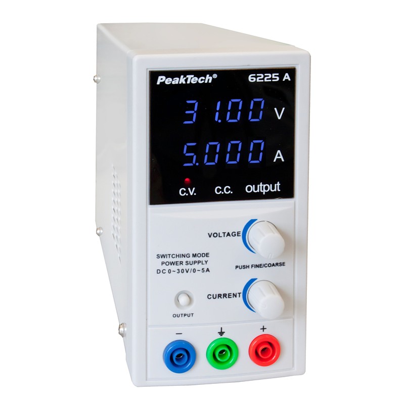 PeakTech® P6225A Fuente Alimentación Laboratorio DC 0-30V/0-5A
