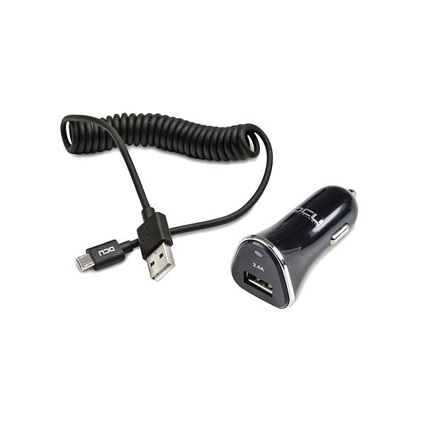 Cargador de coche USB 2,4A + Cable Micro-USB rizado 1,5m