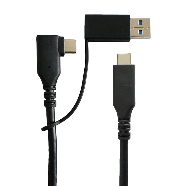 CABLE USB C Macho-Macho + adaptador USB A 1mt negro