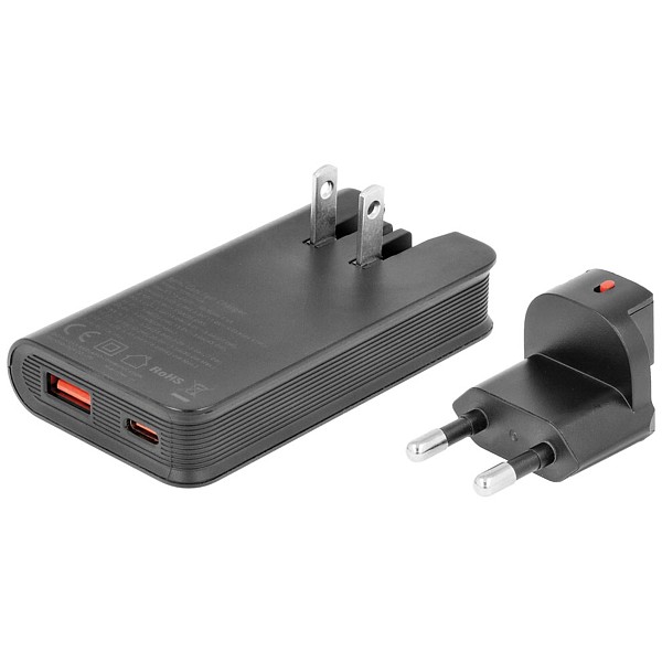 Cargador Extraplano GaN PD 65W USB tipo C + tipo A QC 3.0