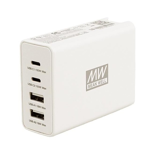 NGE100 Cargador rápido GaN 100W 4-Puertos USB Meanwell