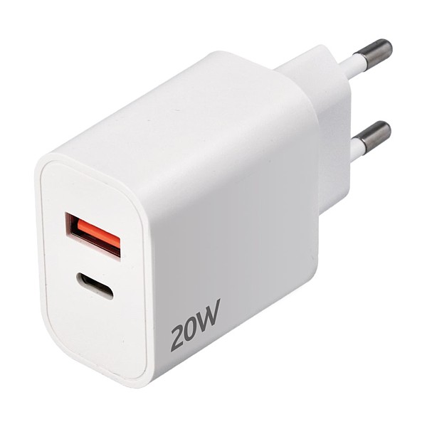 Cargador USB Tipo-C + USB-A Quick Charge 20W