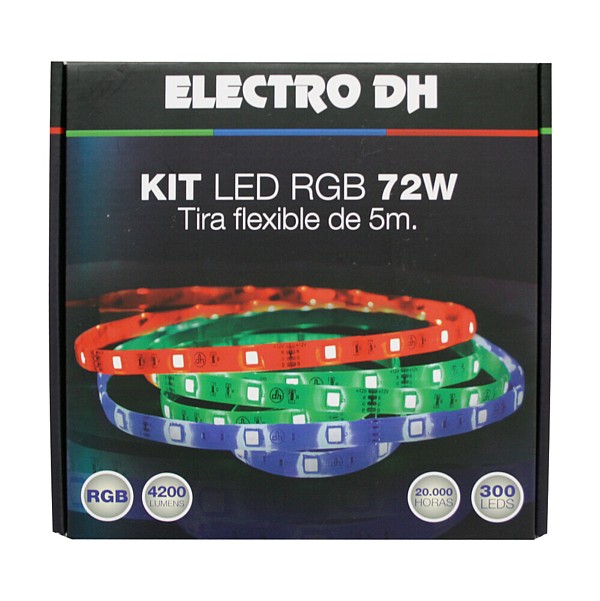 Kit tira de LED RGB 5mts 12V 72W IP65