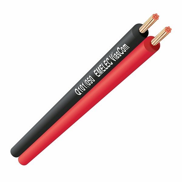 Q101-050-500 Cable de altavoz Rojo-Negro 2x0,50mm2 Cu (500mts)