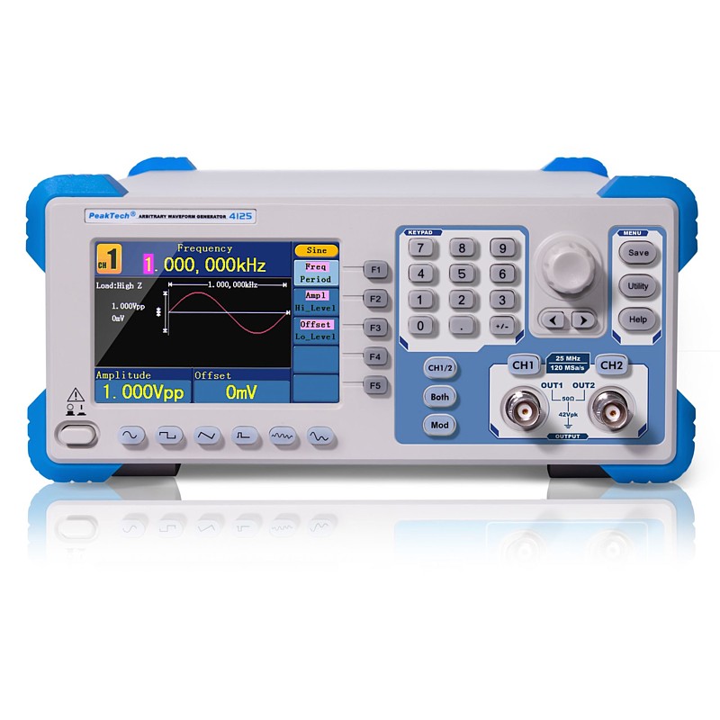 PeakTech® P 4125 Generador de Funciones 2 Canales 1µHz-25MHz