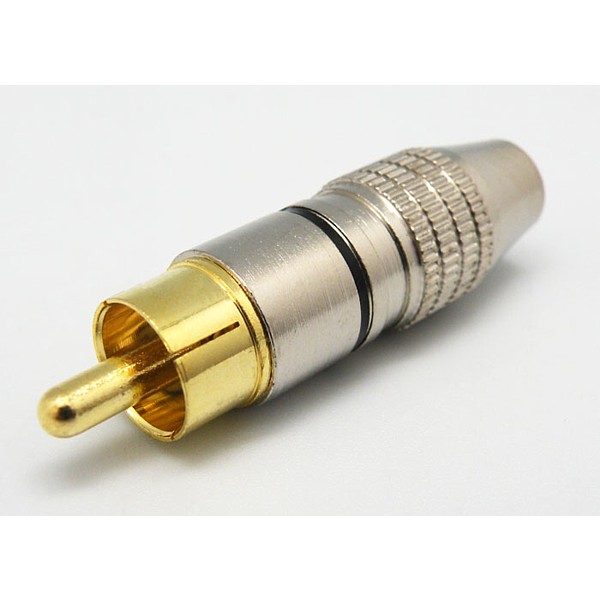 Conector RCA Macho Niquel Aro Negro 6mm