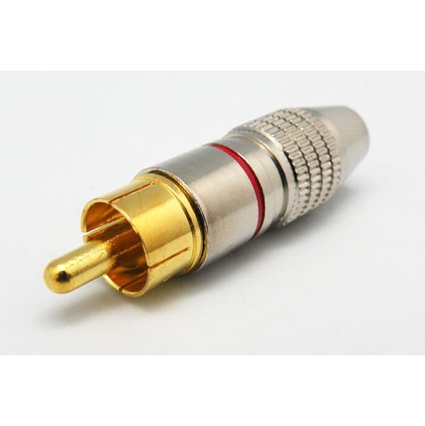 Conector RCA Macho Niquel Aro Rojo 6mm