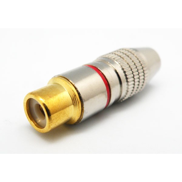 Conector RCA Hembra Niquel Aro Rojo 6mm