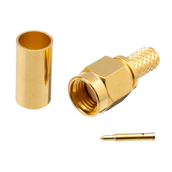 Conector SMA Macho RG58 Crimpar Dorado