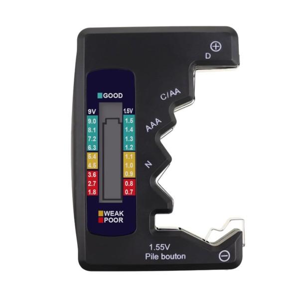 Comprobador de pilas Universal Digital 1,5V/9V/Botón