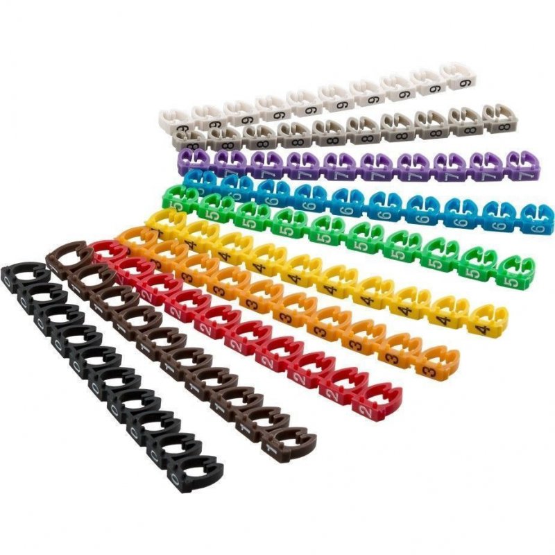 Marcadores Cables 6mm Numeros 0-9 10 x 10 Colores tipo Clip