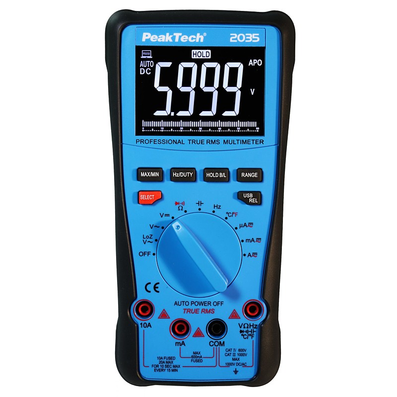 PeakTech® P2035 True RMS 1000 V Multímetro 6.000 Counts, USB